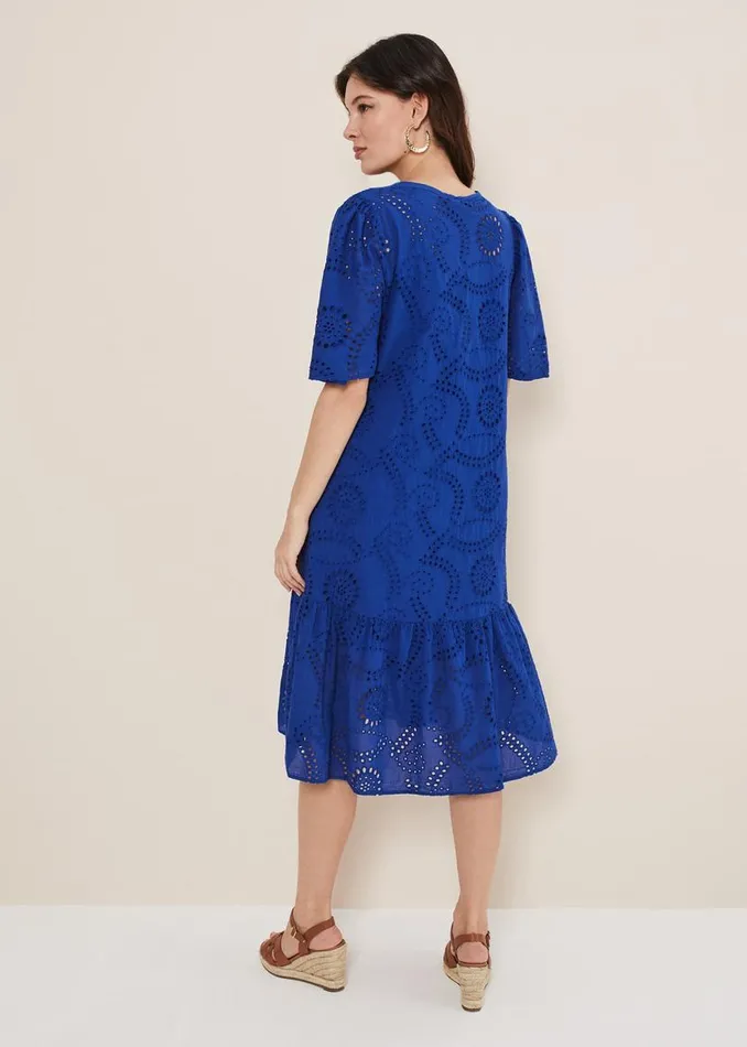 Phase Eight Dresses Meleri Broderie Dress Cobalt 8211 Women