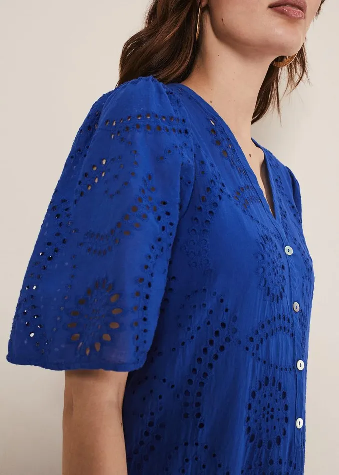 Phase Eight Dresses Meleri Broderie Dress Cobalt 8211 Women