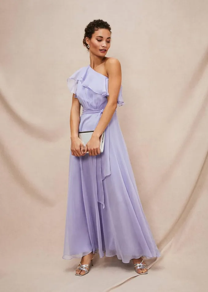 Phase Eight Dresses Mia One Shoulder Maxi Dress China Blue 8211 Women