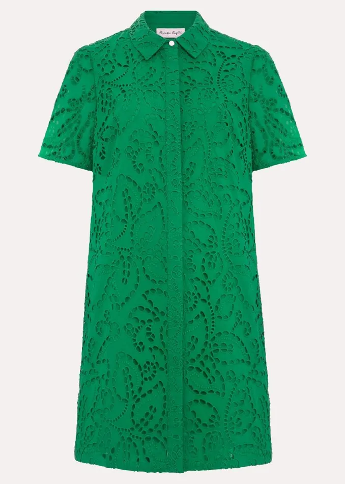 Phase Eight Dresses Nicky Broderie Swing Dress Green 8211 Women
