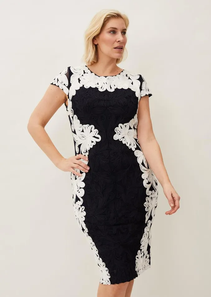 Phase Eight Dresses Nori Tapework Lace Fitted Dress Navyivory 8211 Women