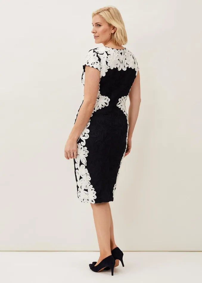 Phase Eight Dresses Nori Tapework Lace Fitted Dress Navyivory 8211 Women