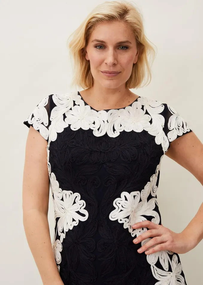 Phase Eight Dresses Nori Tapework Lace Fitted Dress Navyivory 8211 Women