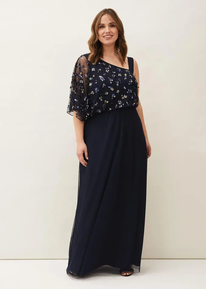 Phase Eight Dresses Orianne One Shoulder Tulle Dress Navy 8211 Women