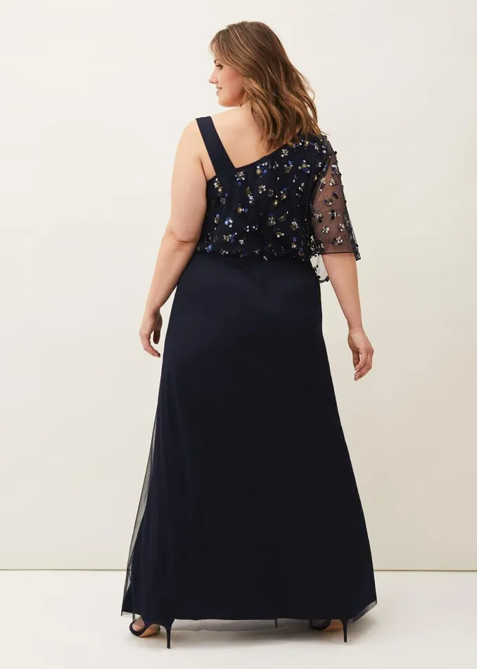Phase Eight Dresses Orianne One Shoulder Tulle Dress Navy 8211 Women
