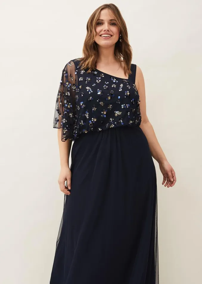 Phase Eight Dresses Orianne One Shoulder Tulle Dress Navy 8211 Women