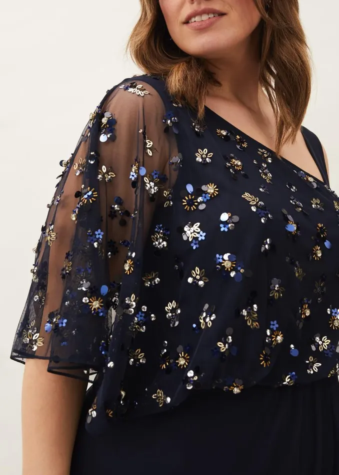 Phase Eight Dresses Orianne One Shoulder Tulle Dress Navy 8211 Women