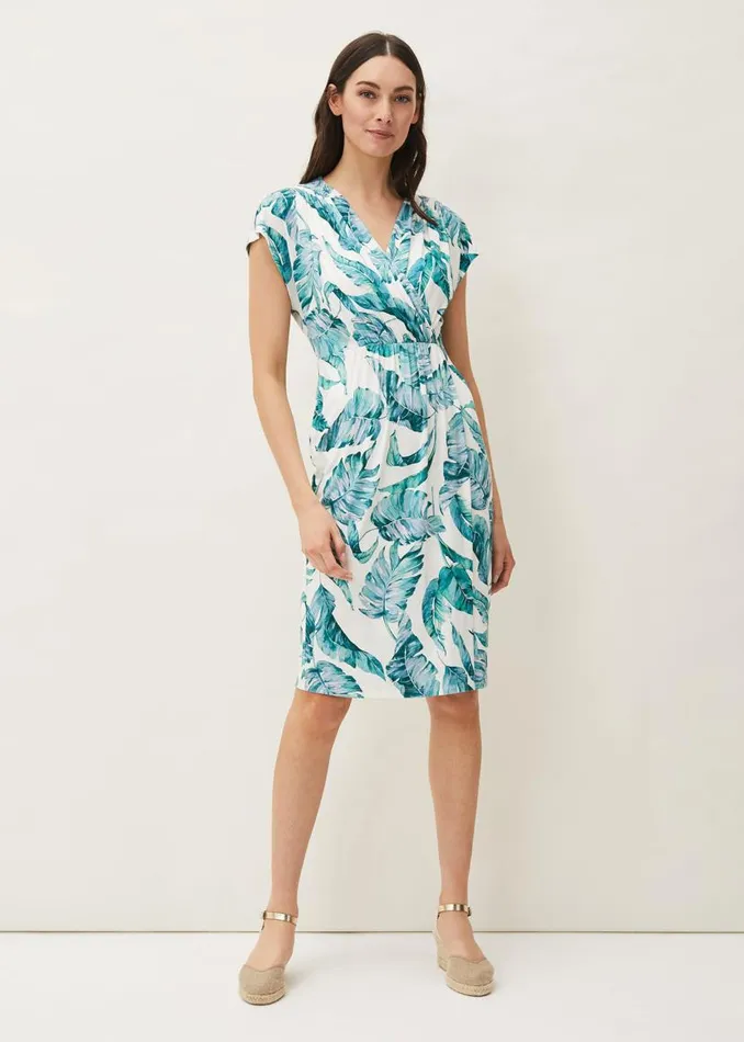 Phase Eight Dresses Palms Print Fitted Short Sleeved Jersey Dress Aquamarineecru 8211 Women Phase Eight Dresses Palms Print Fitted Short Sleeved Jersey Dress Aquamarineecru 8211 Women