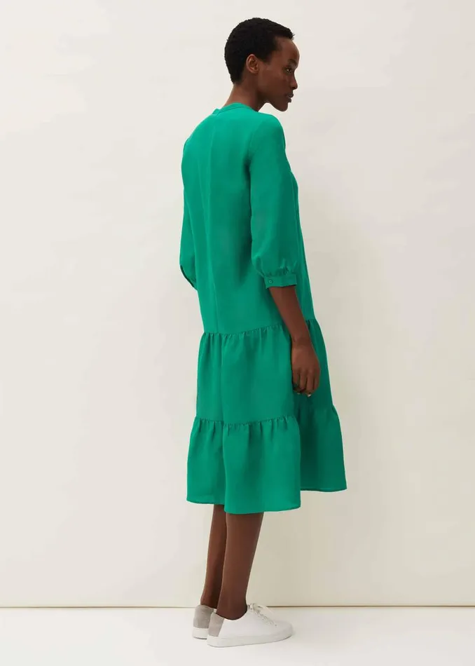 Phase Eight Dresses Penele Linen Midi Dress Green 8211 Women