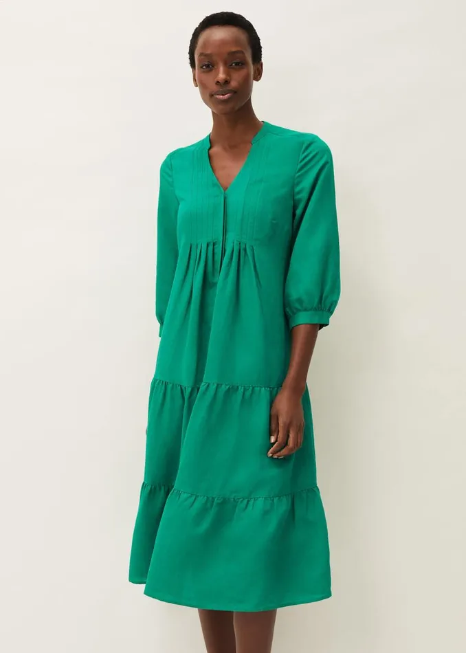 Phase Eight Dresses Penele Linen Midi Dress Green 8211 Women