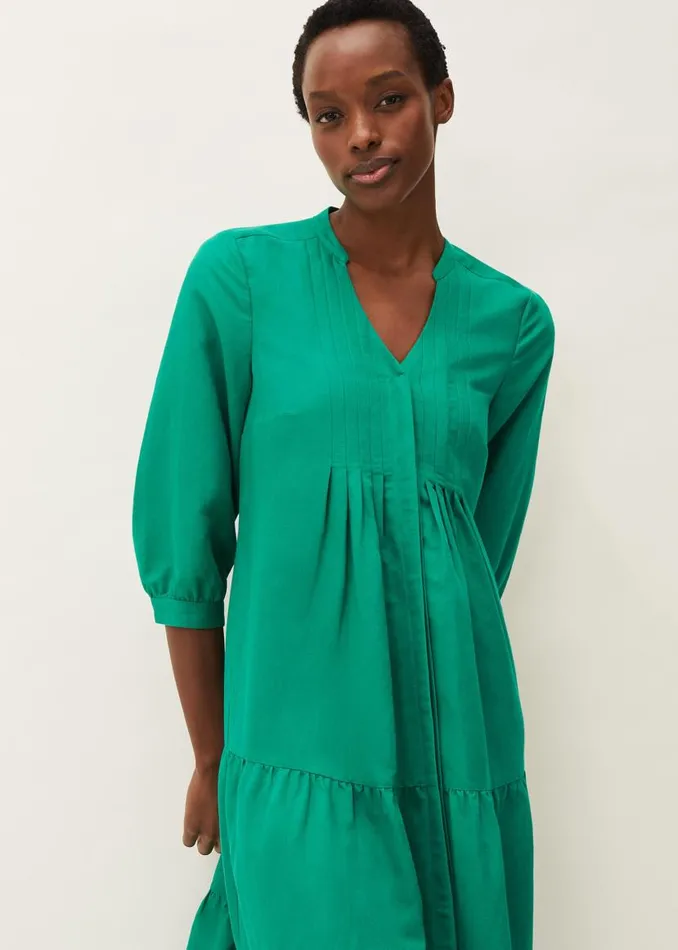 Phase Eight Dresses Penele Linen Midi Dress Green 8211 Women