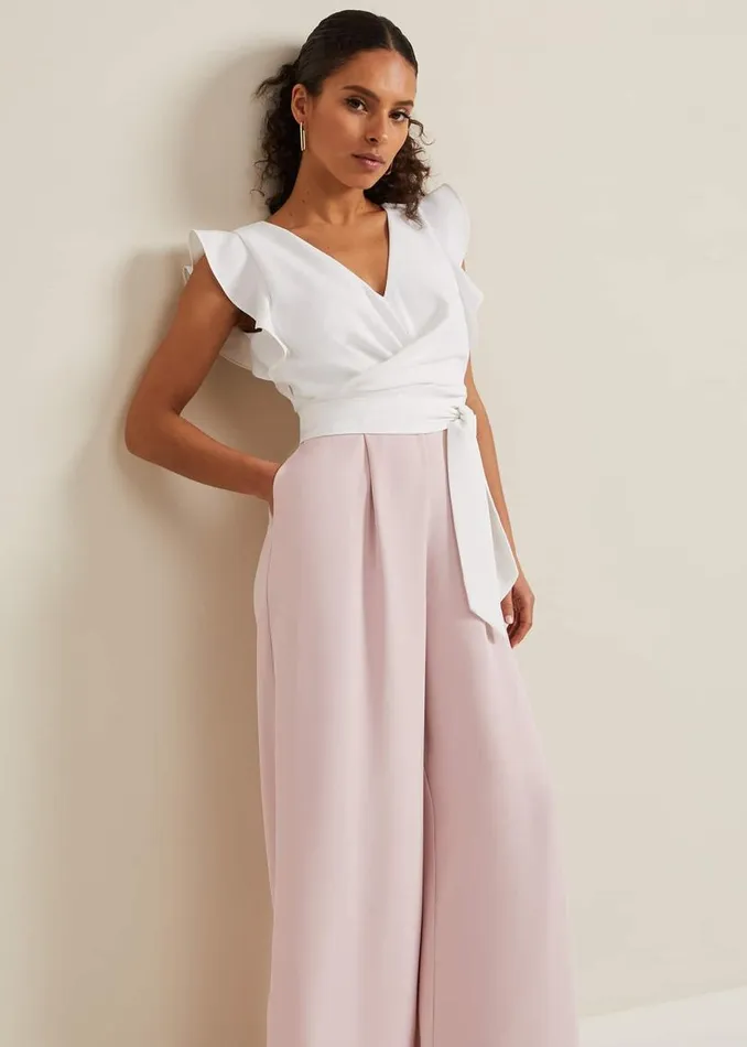 Phase Eight Dresses Petite Ayla Ruffle Jumpsuit Pink 8211 Women