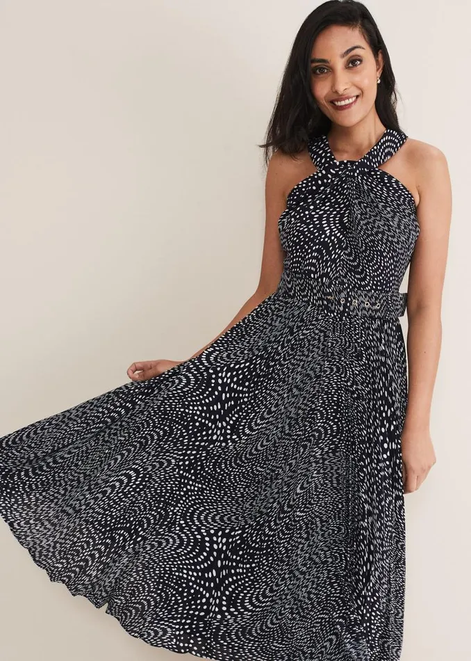 Phase Eight Dresses Petite Elsie Spot Dress Navyivory 8211 Women