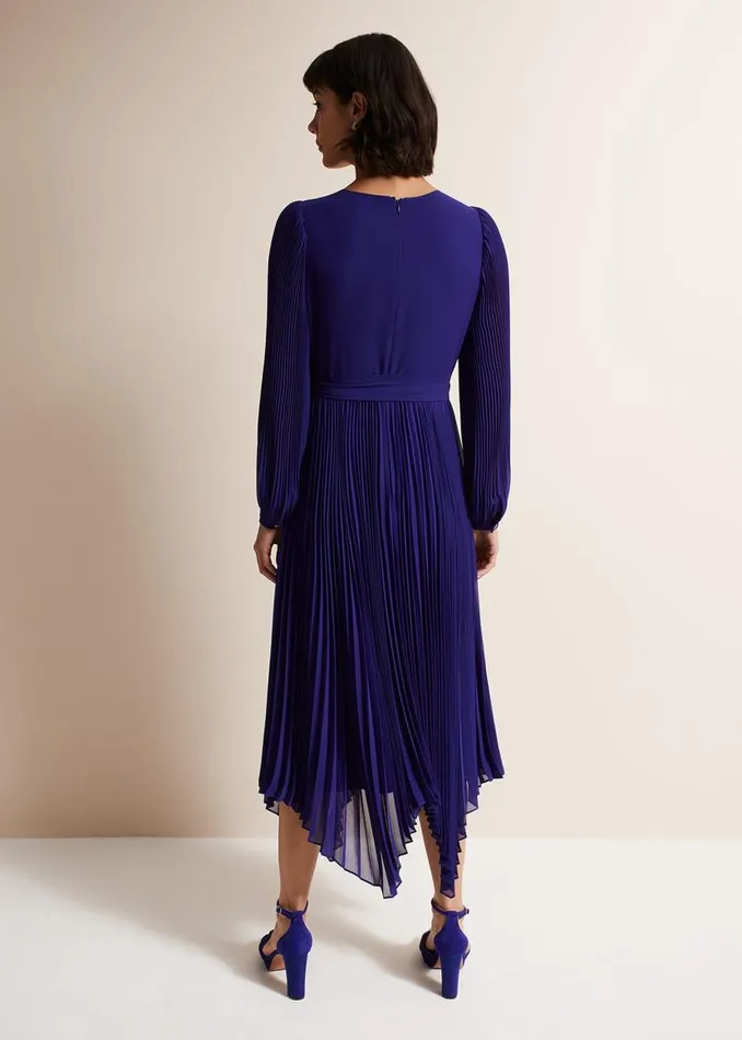 Phase Eight Dresses Petra Blue Pleated Midi Dress Cobalt 8211 Women