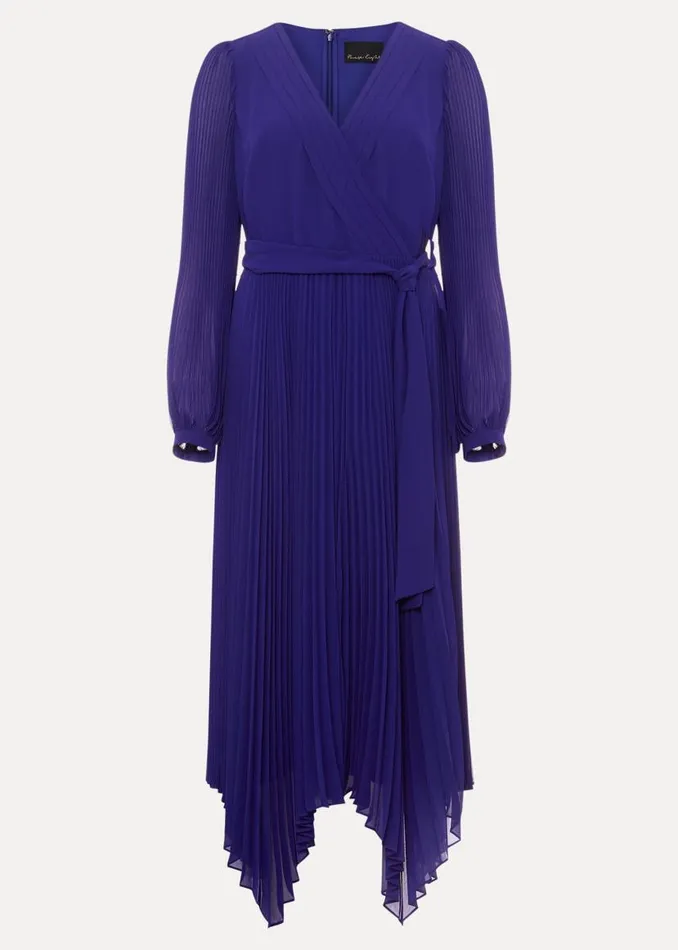 Phase Eight Dresses Petra Blue Pleated Midi Dress Cobalt 8211 Women