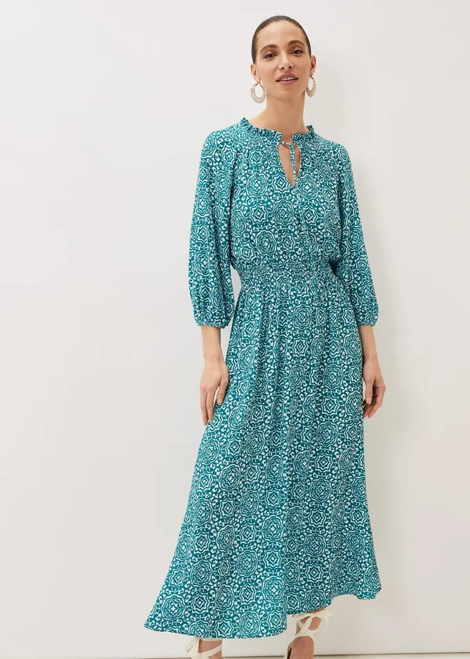 Phase Eight Dresses Phillipa Tile Print Midaxi Dress Tealivory 8211 Women