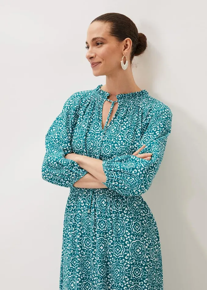 Phase Eight Dresses Phillipa Tile Print Midaxi Dress Tealivory 8211 Women