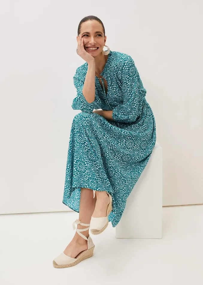 Phase Eight Dresses Phillipa Tile Print Midaxi Dress Tealivory 8211 Women