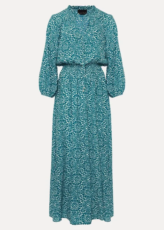 Phase Eight Dresses Phillipa Tile Print Midaxi Dress Tealivory 8211 Women
