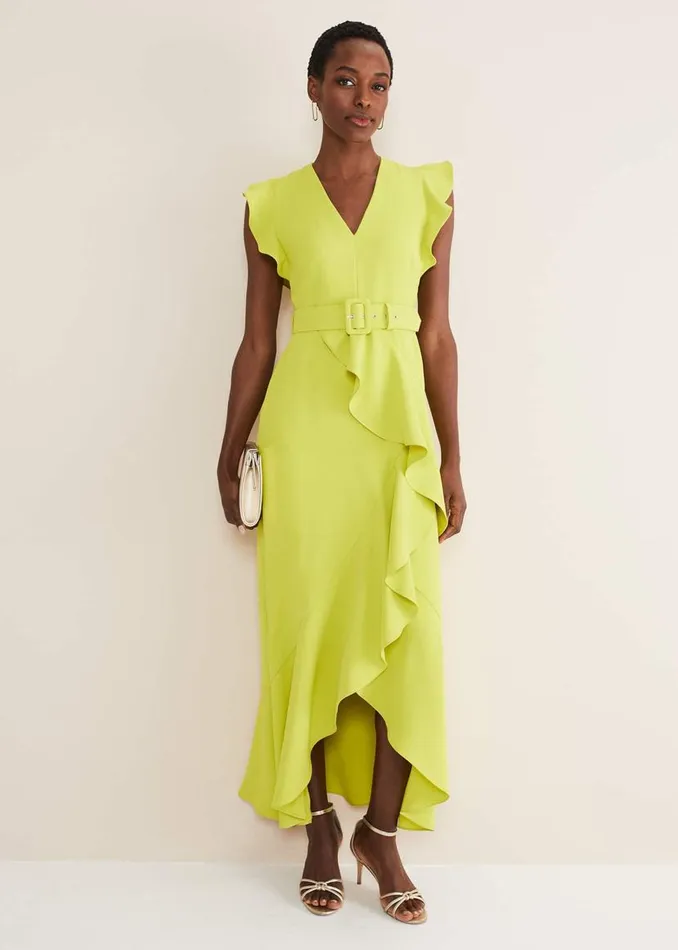Phase Eight Dresses Phoebe Frill Maxi Dress Lime 8211 Women