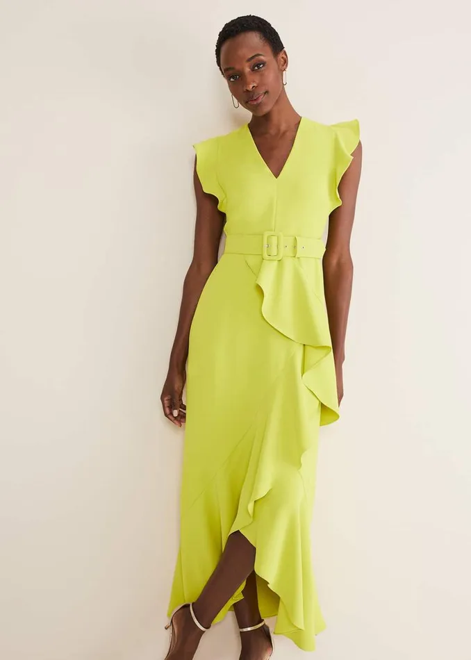 Phase Eight Dresses Phoebe Frill Maxi Dress Lime 8211 Women
