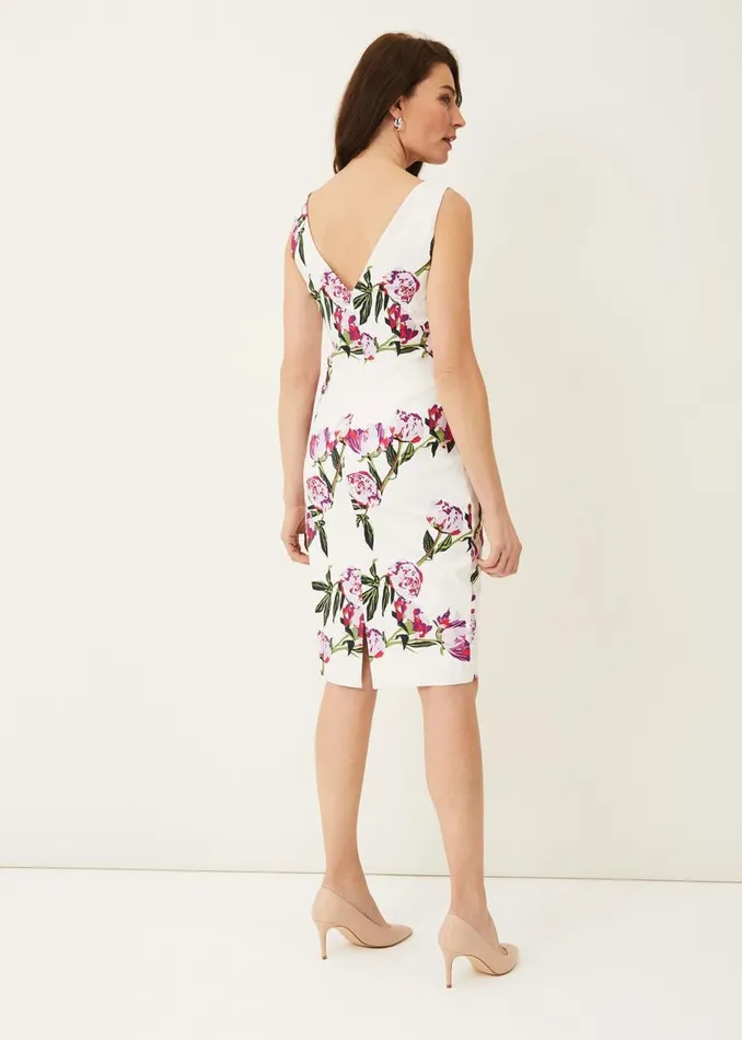 Phase Eight Dresses Rochella Peony Print Dress Ivorymulti 8211 Women