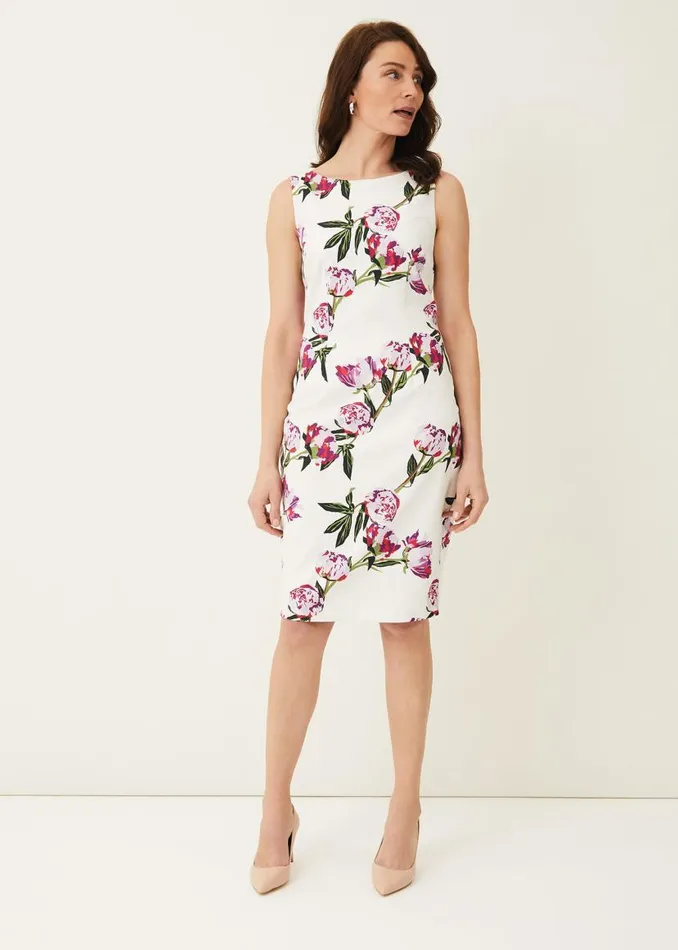 Phase Eight Dresses Rochella Peony Print Dress Ivorymulti 8211 Women