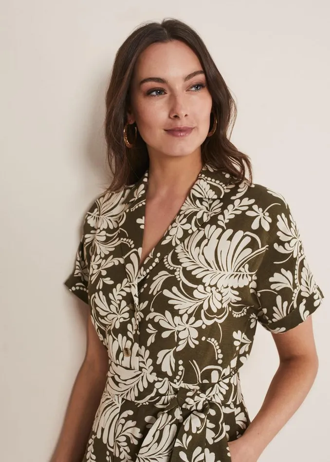 Phase Eight Dresses Rosalia Printed Playsuit Khaki 8211 Women