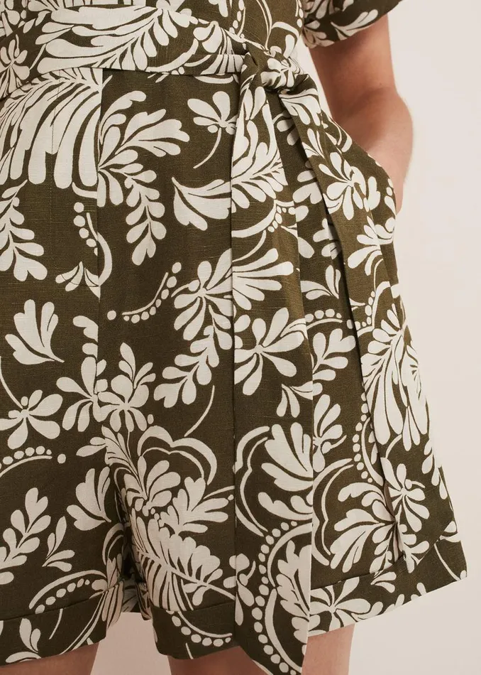 Phase Eight Dresses Rosalia Printed Playsuit Khaki 8211 Women
