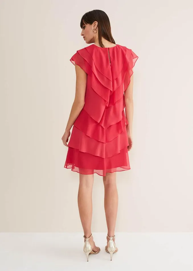 Phase Eight Dresses Sage Pleated Ruffle Mini Dress Raspberry 8211 Women