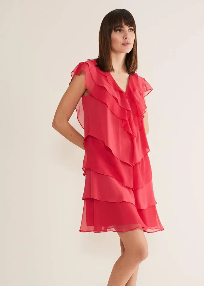Phase Eight Dresses Sage Pleated Ruffle Mini Dress Raspberry 8211 Women