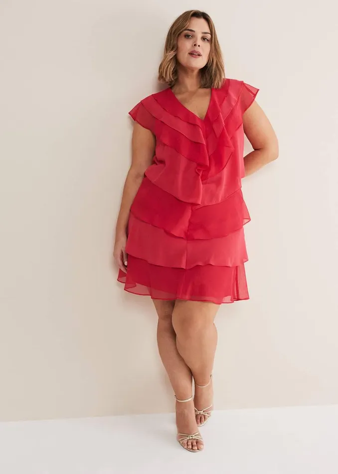 Phase Eight Dresses Sage Pleated Ruffle Mini Dress Raspberry 8211 Women
