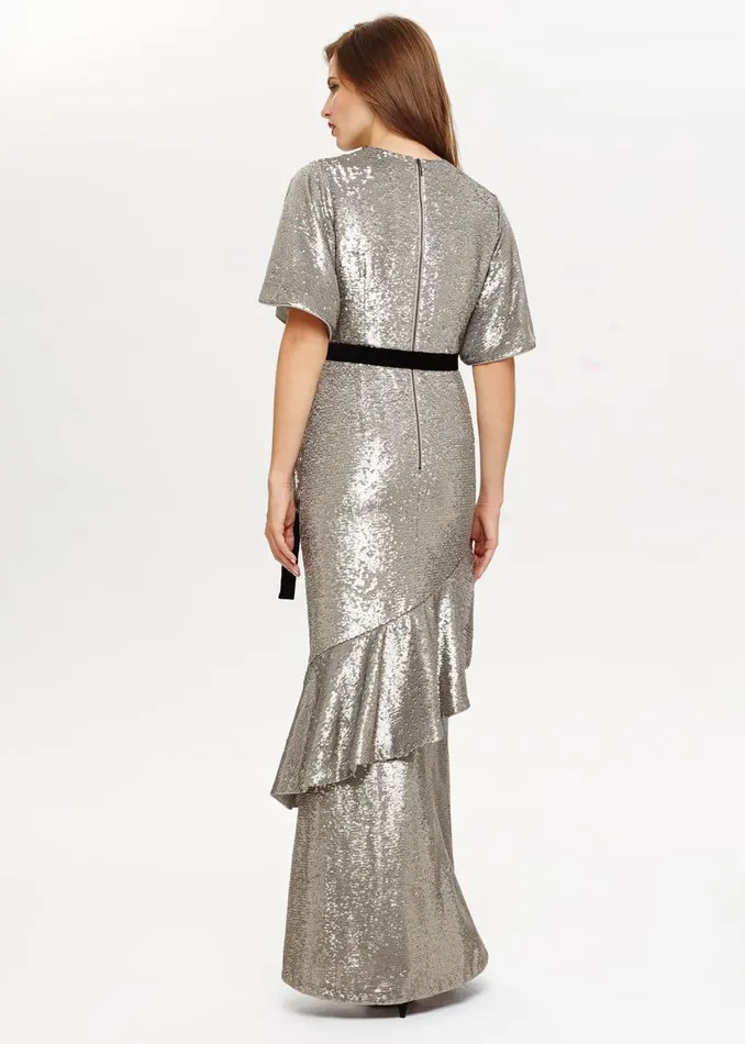 Phase Eight Dresses Starlette Sequined Maxi Dress Silver 8211 Women