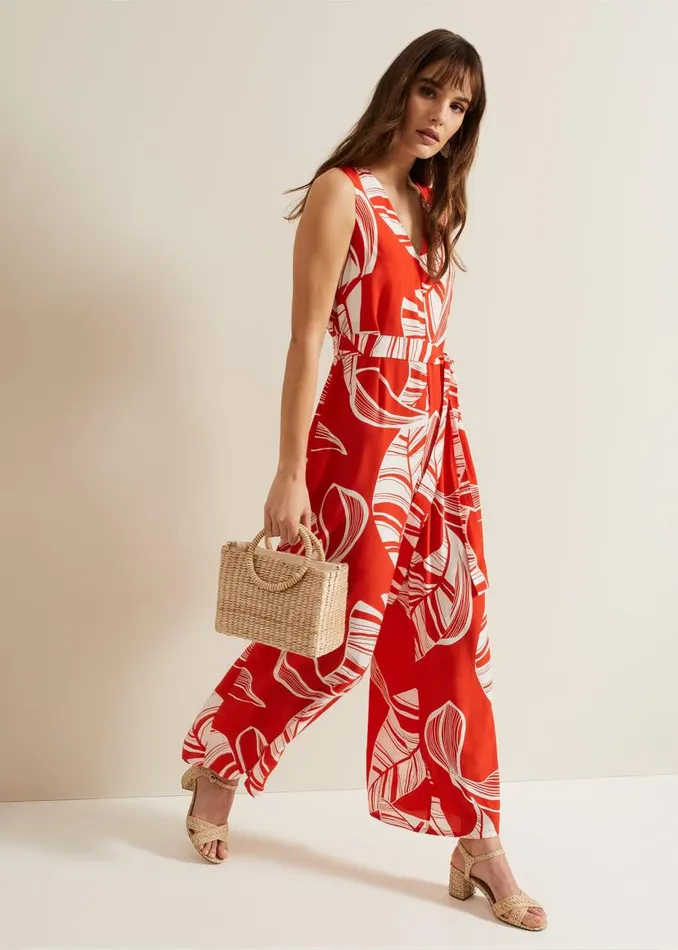 Phase Eight Dresses Suzie Leaf Jumpsuit Red 8211 Women