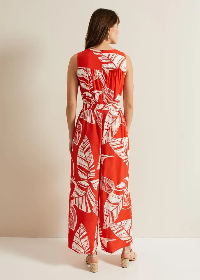 Phase Eight Dresses Suzie Leaf Jumpsuit Red 8211 Women