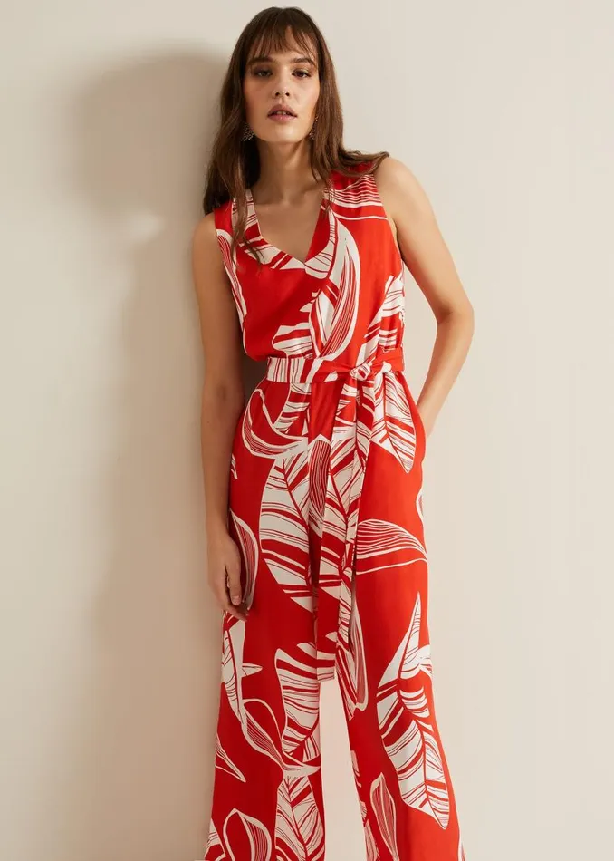 Phase Eight Dresses Suzie Leaf Jumpsuit Red 8211 Women