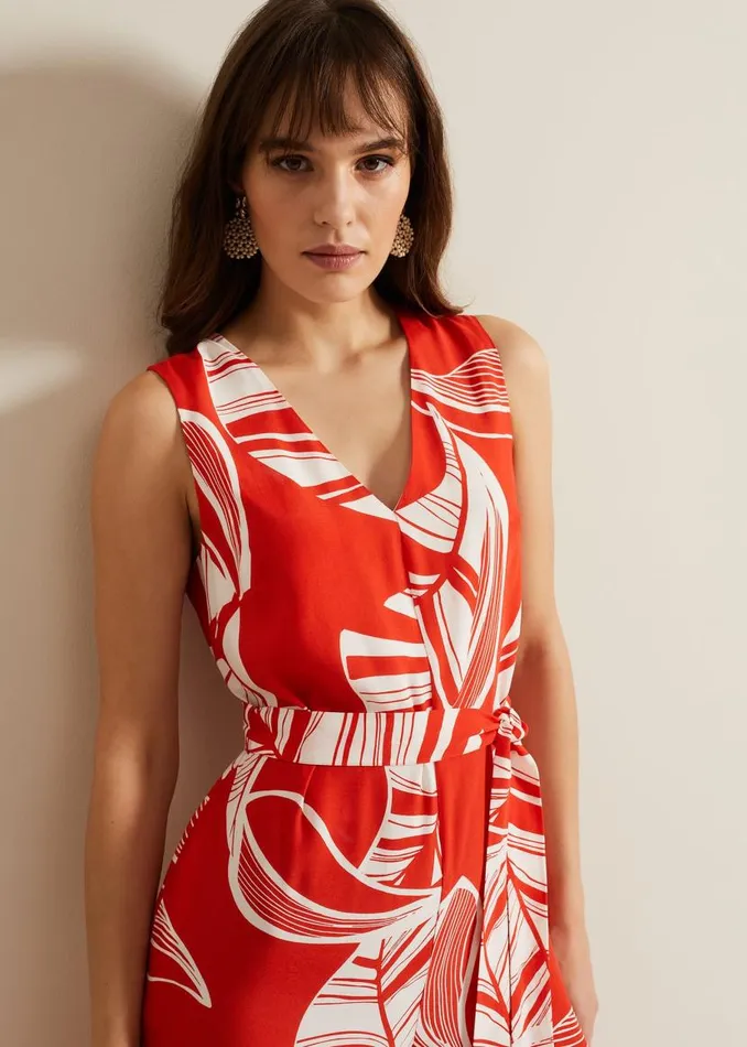 Phase Eight Dresses Suzie Leaf Jumpsuit Red 8211 Women