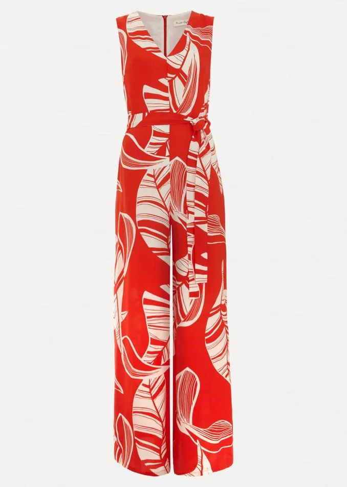 Phase Eight Dresses Suzie Leaf Jumpsuit Red 8211 Women
