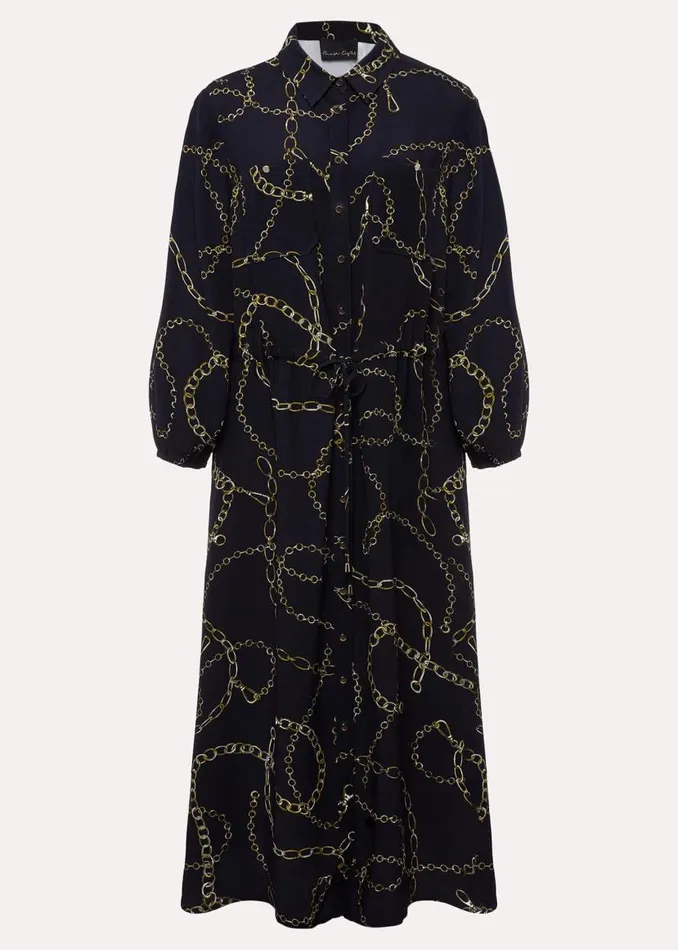 Phase Eight Dresses Tana Chain Print Shirt Midi Dress Navy 8211 Women