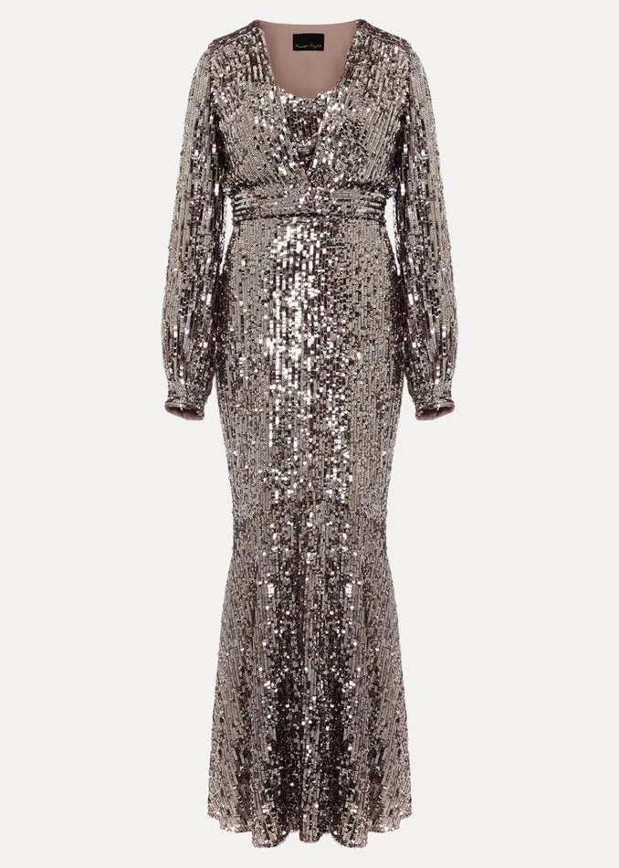 Phase Eight Dresses Thalia Sequin Maxi Dress Silver 8211 Women