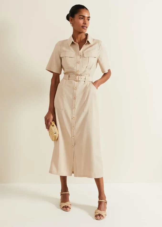 Phase Eight Dresses Willow Utility Midi Dress Stone 8211 Women