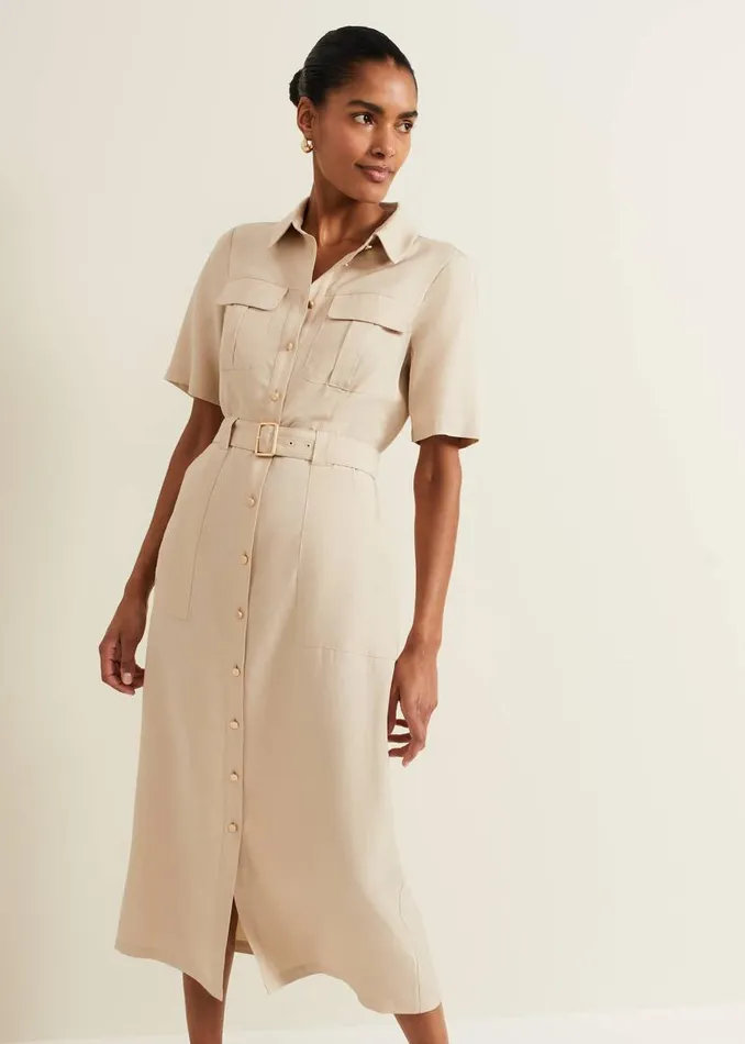 Phase Eight Dresses Willow Utility Midi Dress Stone 8211 Women