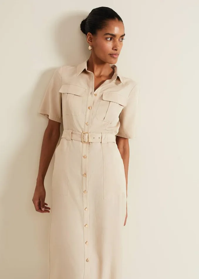 Phase Eight Dresses Willow Utility Midi Dress Stone 8211 Women