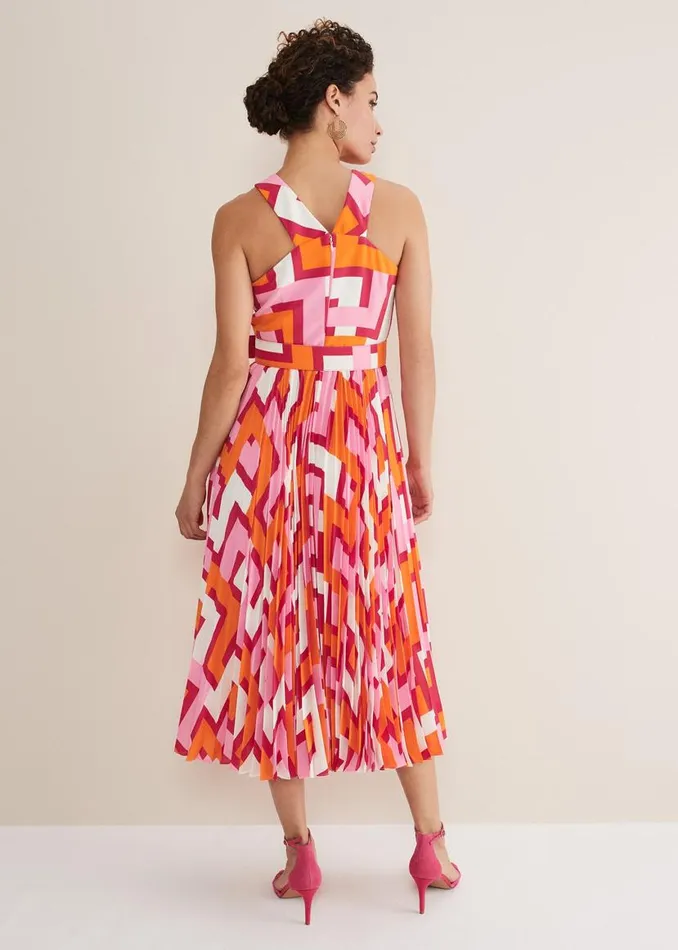 Phase Eight Dresses Yas Abstract Halterneck Midi Dress Pinkorange 8211 Women Phase Eight Dresses Yas Abstract Halterneck Midi Dress Pinkorange 8211 Women