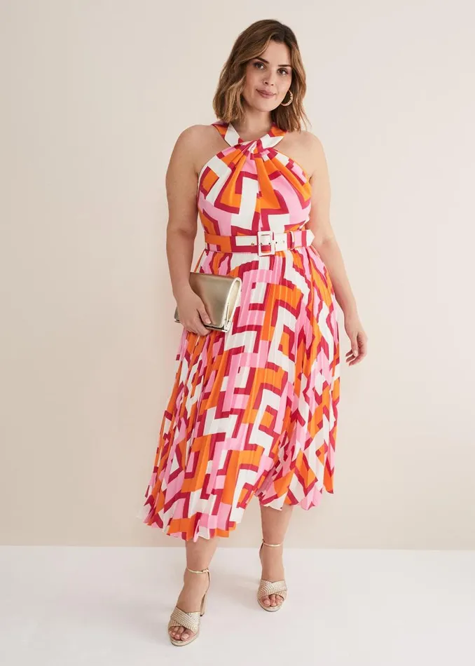 Phase Eight Dresses Yas Abstract Halterneck Midi Dress Pinkorange 8211 Women Phase Eight Dresses Yas Abstract Halterneck Midi Dress Pinkorange 8211 Women