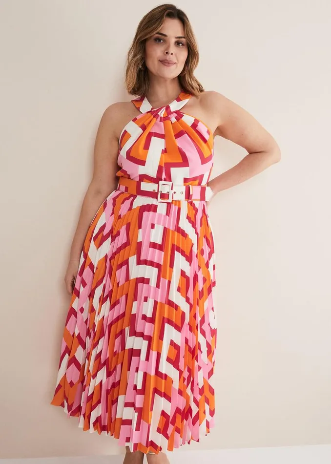 Phase Eight Dresses Yas Abstract Halterneck Midi Dress Pinkorange 8211 Women Phase Eight Dresses Yas Abstract Halterneck Midi Dress Pinkorange 8211 Women