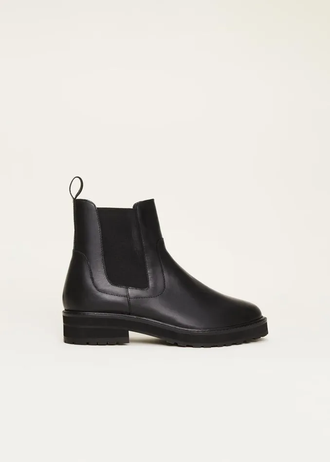 Phase Eight Heels Casual Leather Pull On Ankle Boots Black 8211 Women