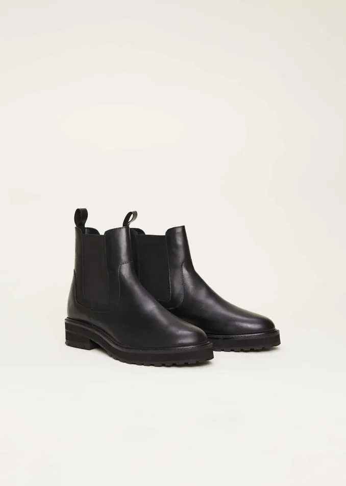 Phase Eight Heels Casual Leather Pull On Ankle Boots Black 8211 Women