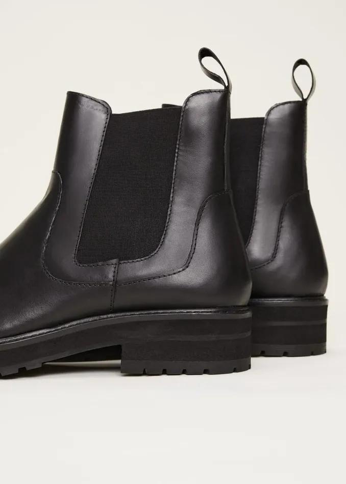 Phase Eight Heels Casual Leather Pull On Ankle Boots Black 8211 Women