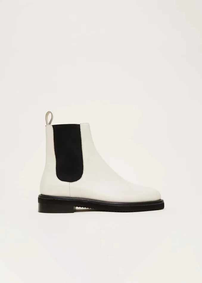 Phase Eight Heels Casual Leather Pull On Ankle Boots Cream 8211 Women